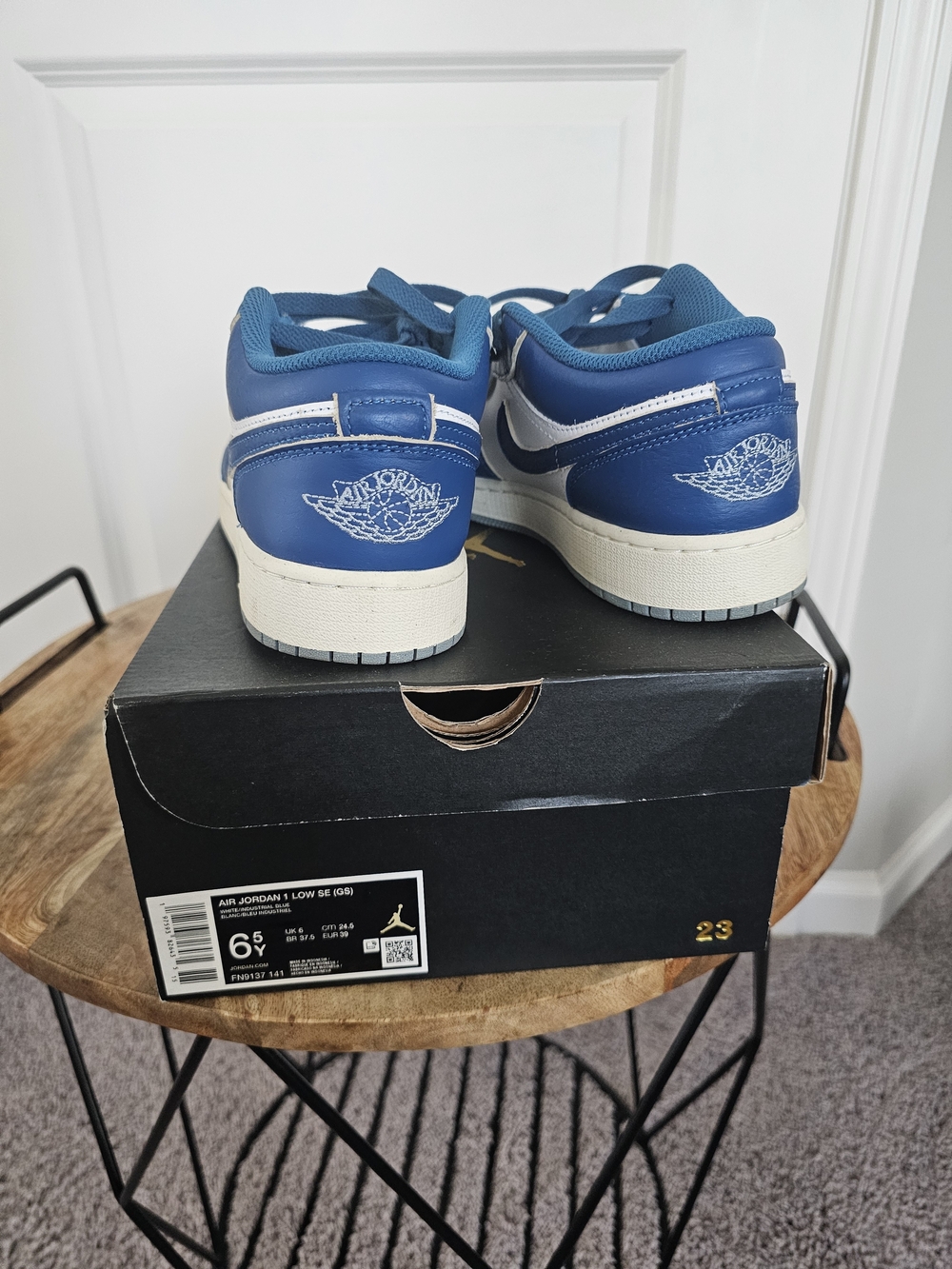 Nike Air Jordan 1 Low SE Kids Blue White Shoes